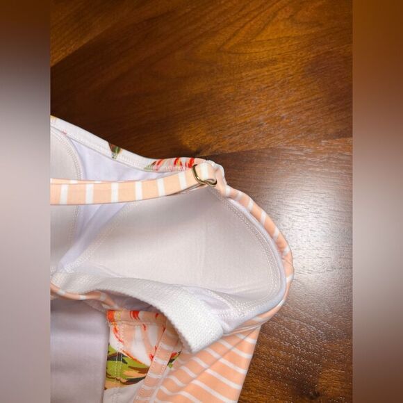 Kona Sol Striped & Floral Print Suit 🌺 Peach, white & green 🌺 size medium - Picture 5 of 10